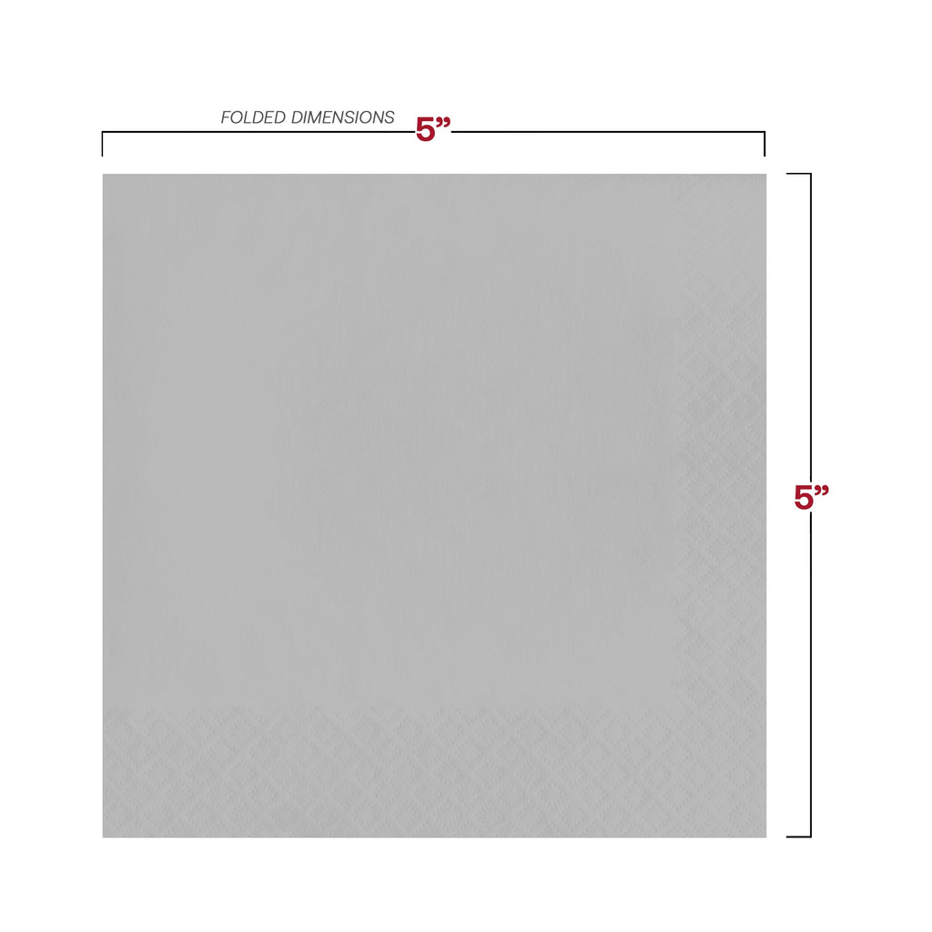 Shimmering Silver Paper Beverage/Cocktail Napkins