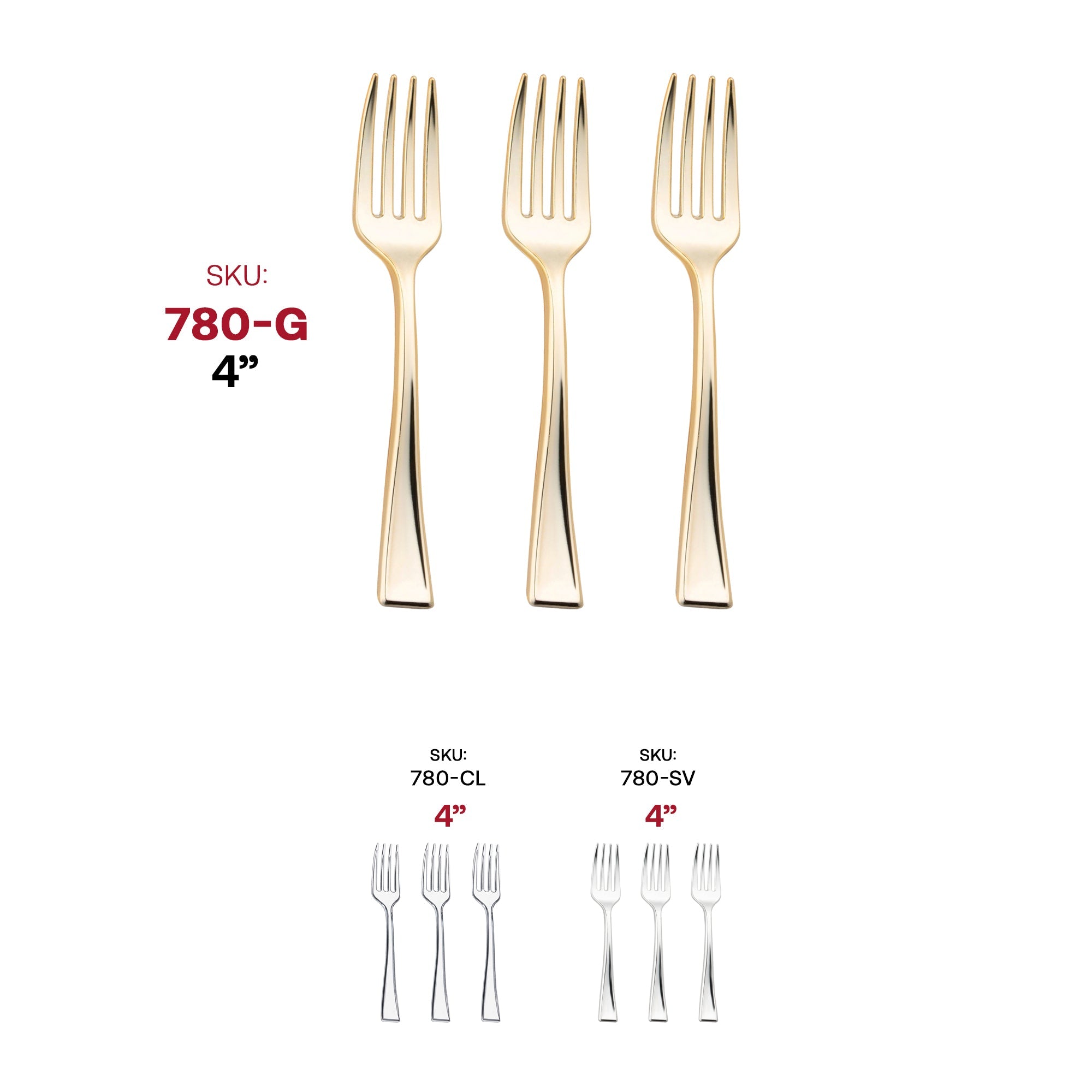 Shiny Metallic Gold Mini Plastic Disposable Tasting Forks