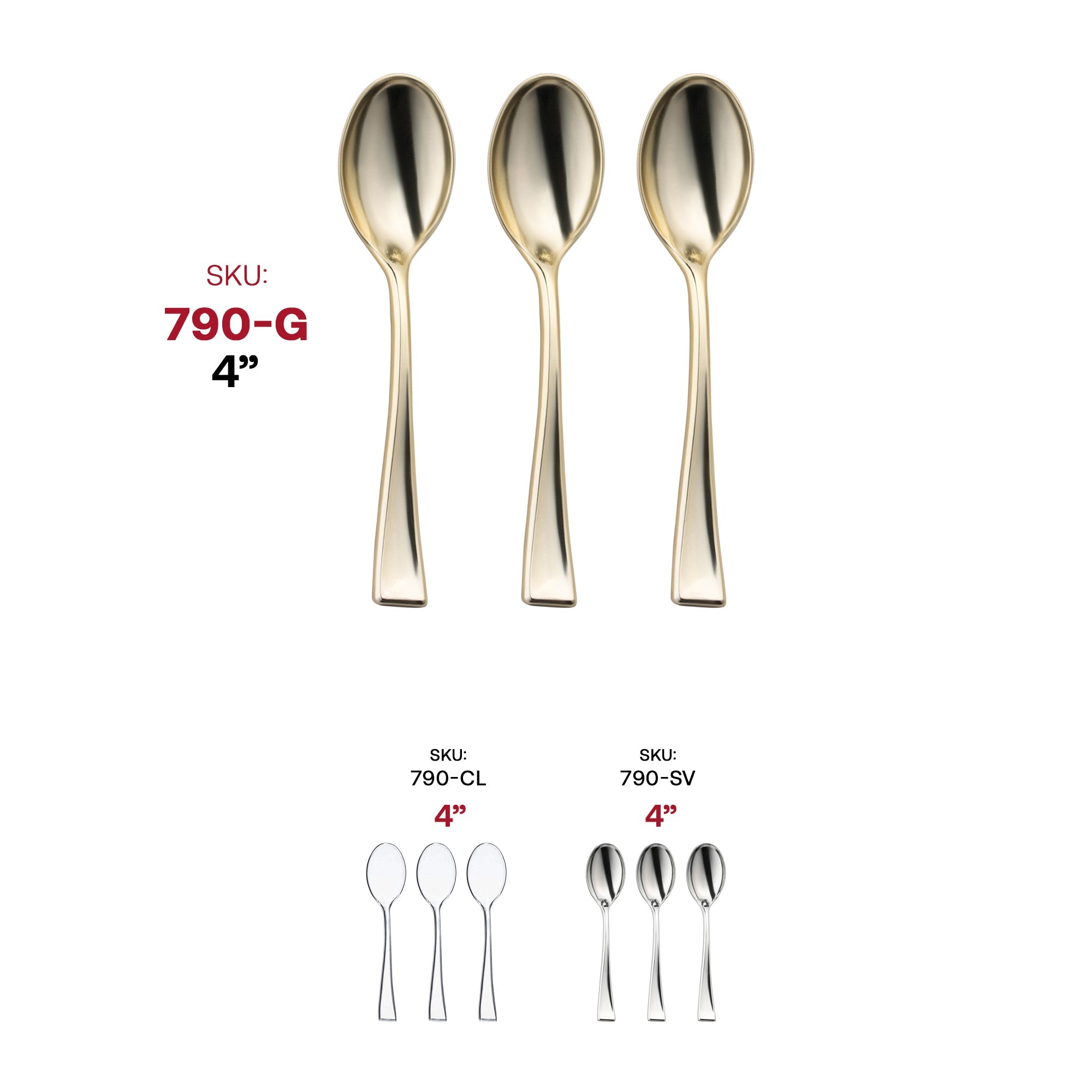 Shiny Metallic Gold Mini Plastic Disposable Tasting Spoons