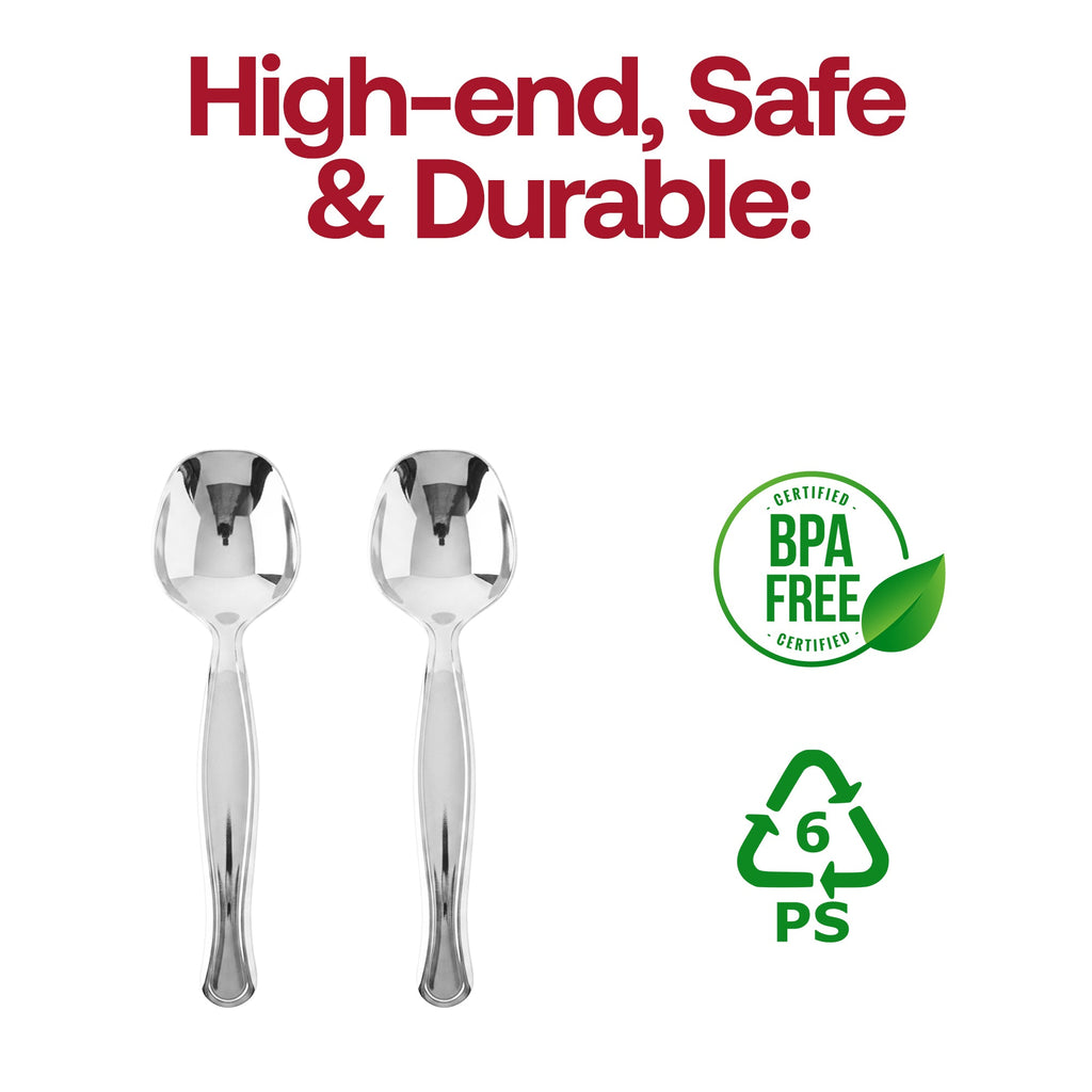 Silver Disposable Plastic Serving Spoons