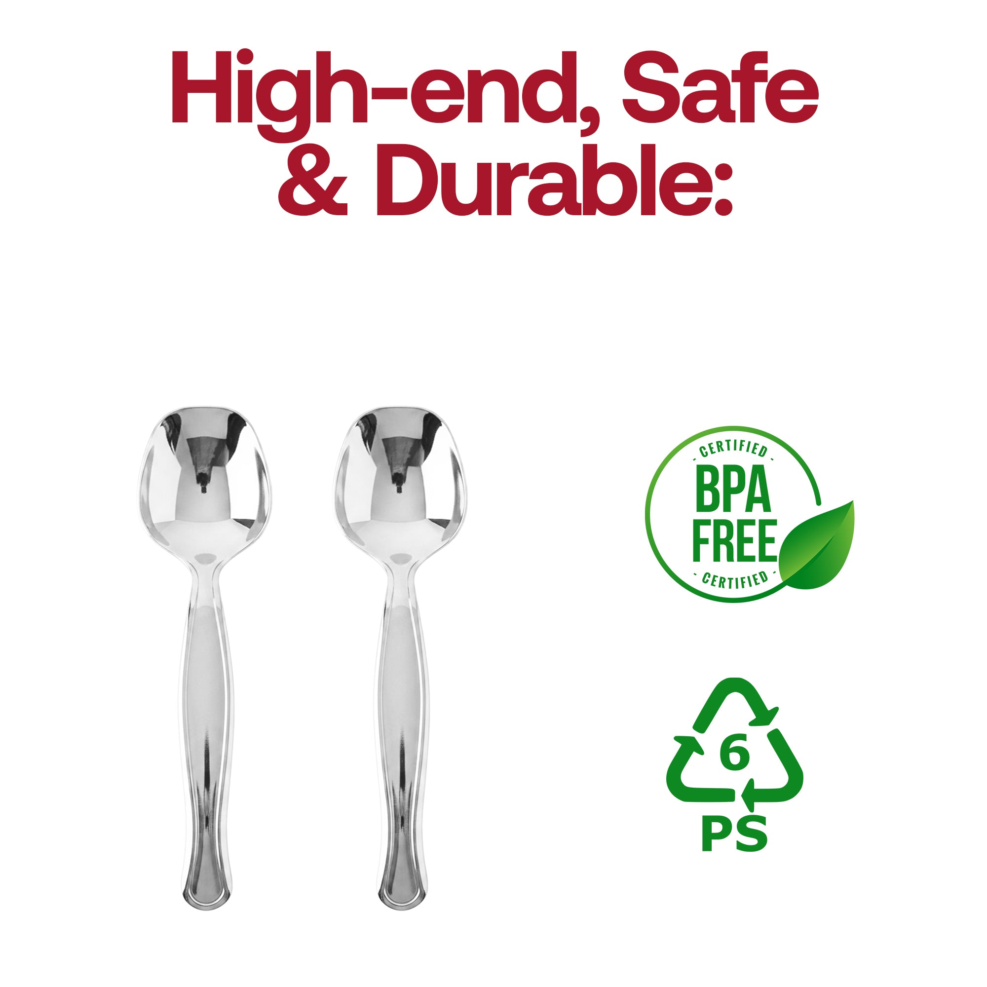Silver Disposable Plastic Serving Spoons