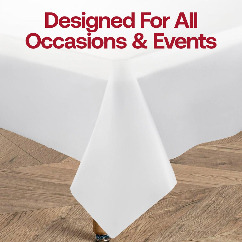 White Rectangular Disposable Plastic Tablecloths (54" x 108")