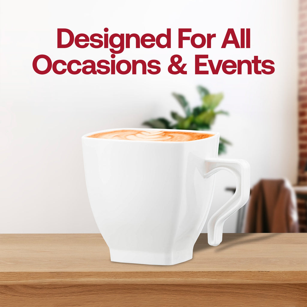 White Square Plastic Coffee Mugs (8 oz. )