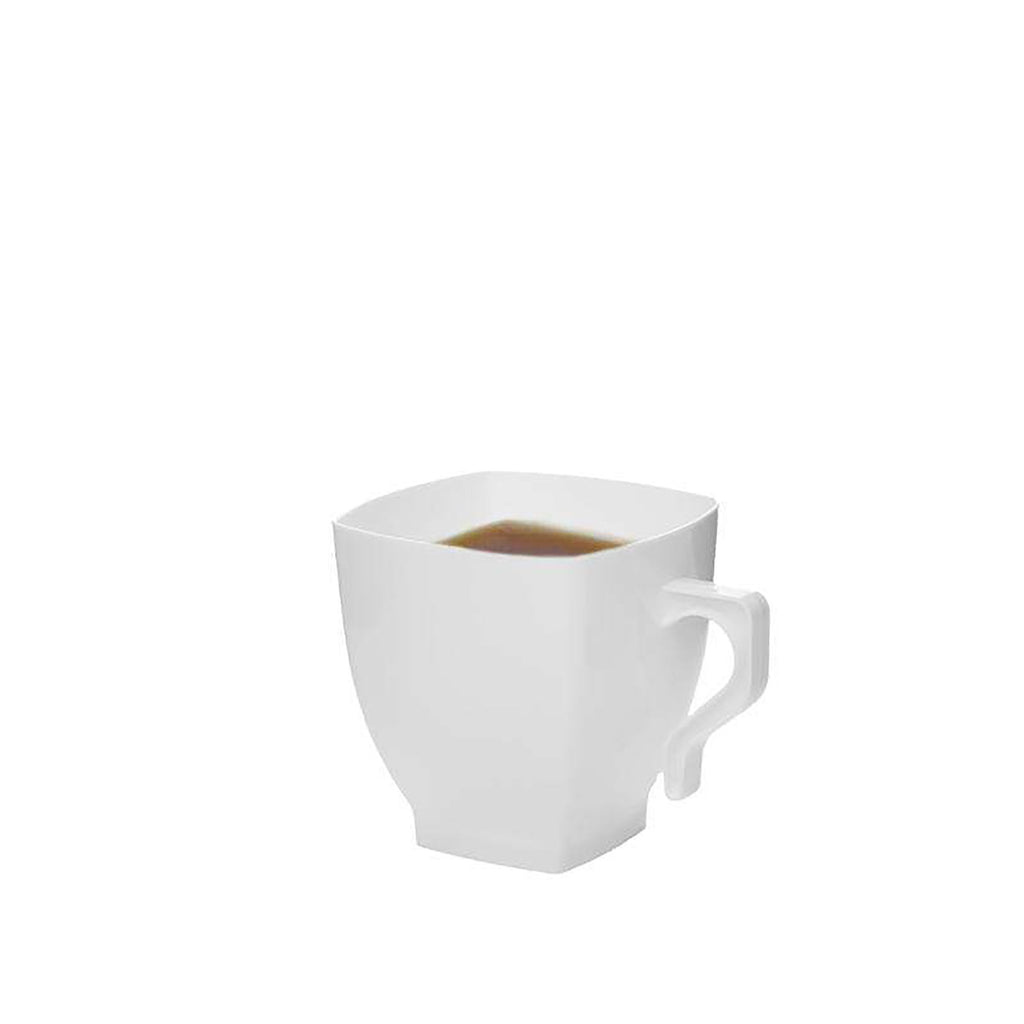White Square Plastic Mini Coffee Tea Cups (2 oz. )