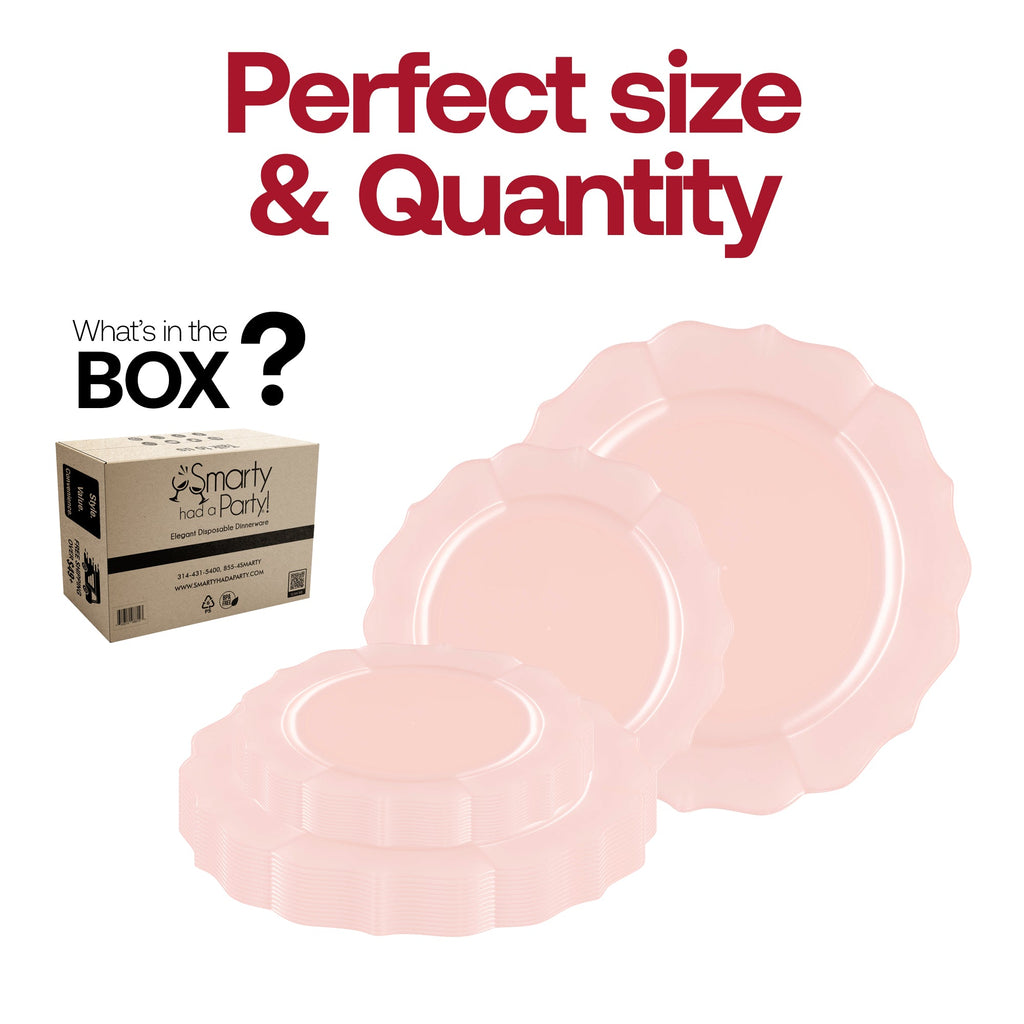 Pearl Pink Round Lotus Plastic Dinnerware Value Set