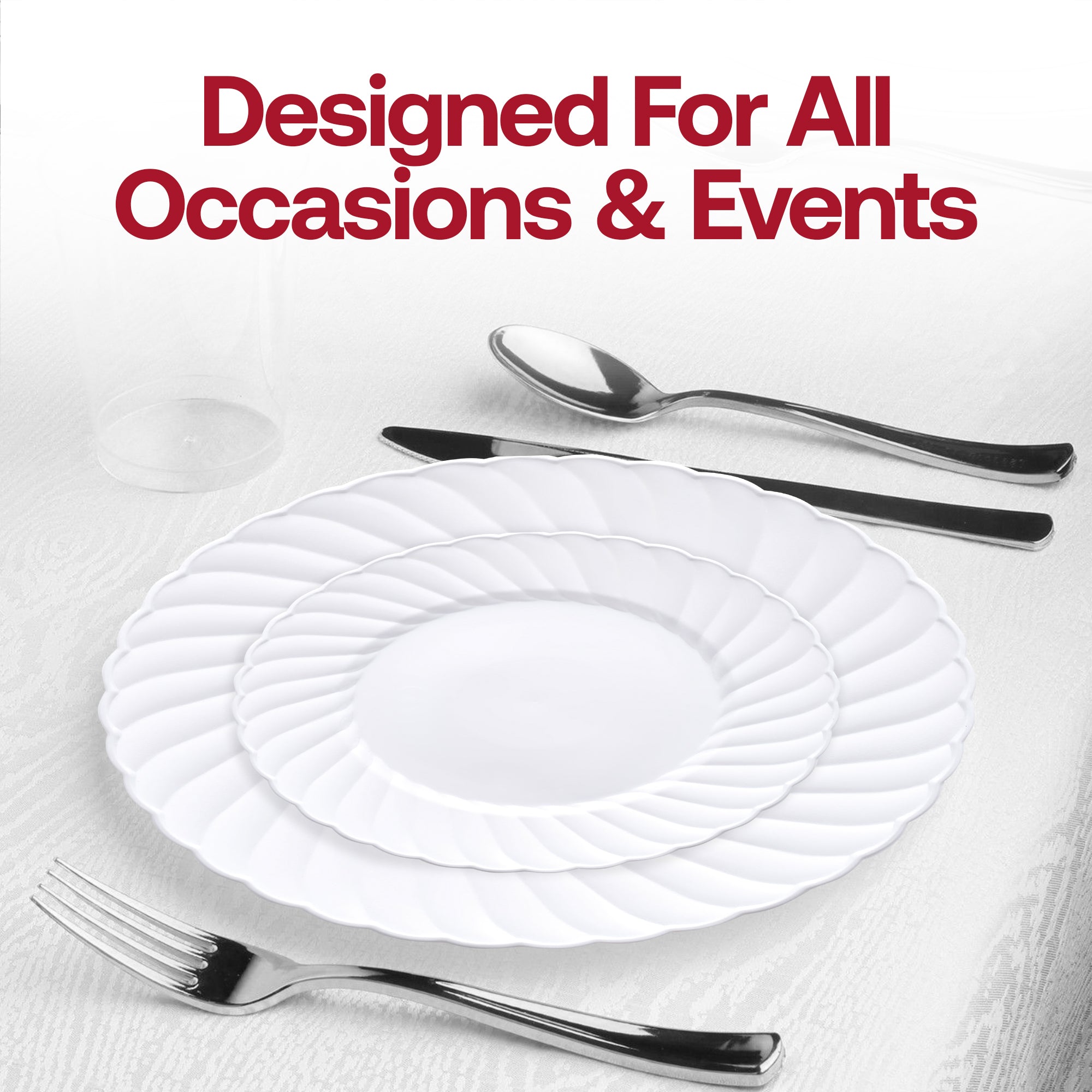 White Flair Plastic Buffet Plates (9")