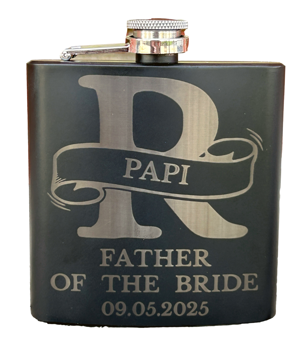 FBA - 6oz Flask - Laser Engraved (12 Count)
