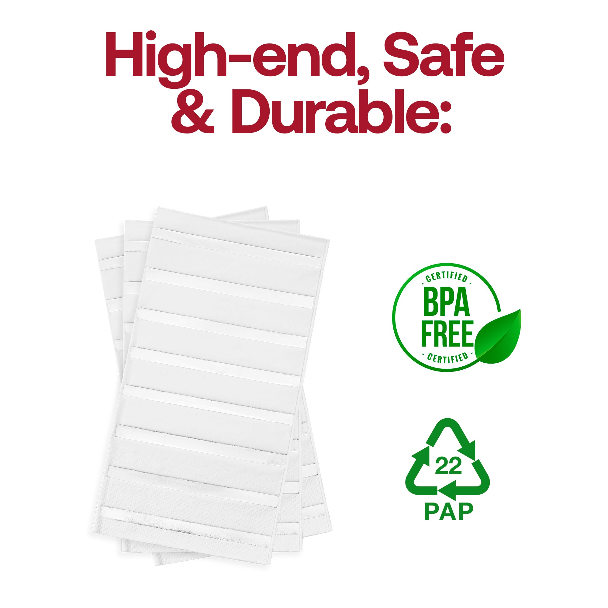 White with Silver Stripes Paper Dinner Napkins