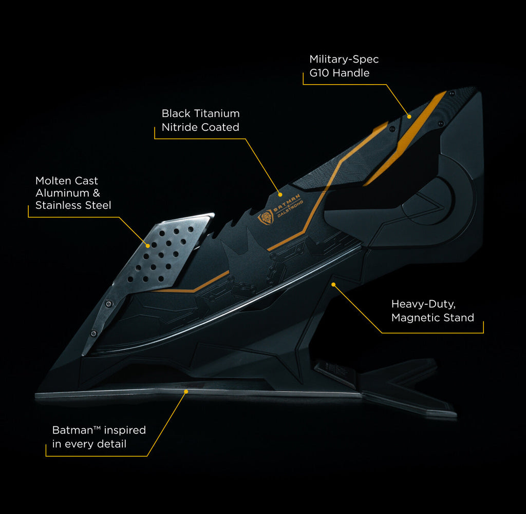 Batman StudioForge™ | 8” Bladed Displayable Chef Knife & Display Stand | The Gotham City™ Edge