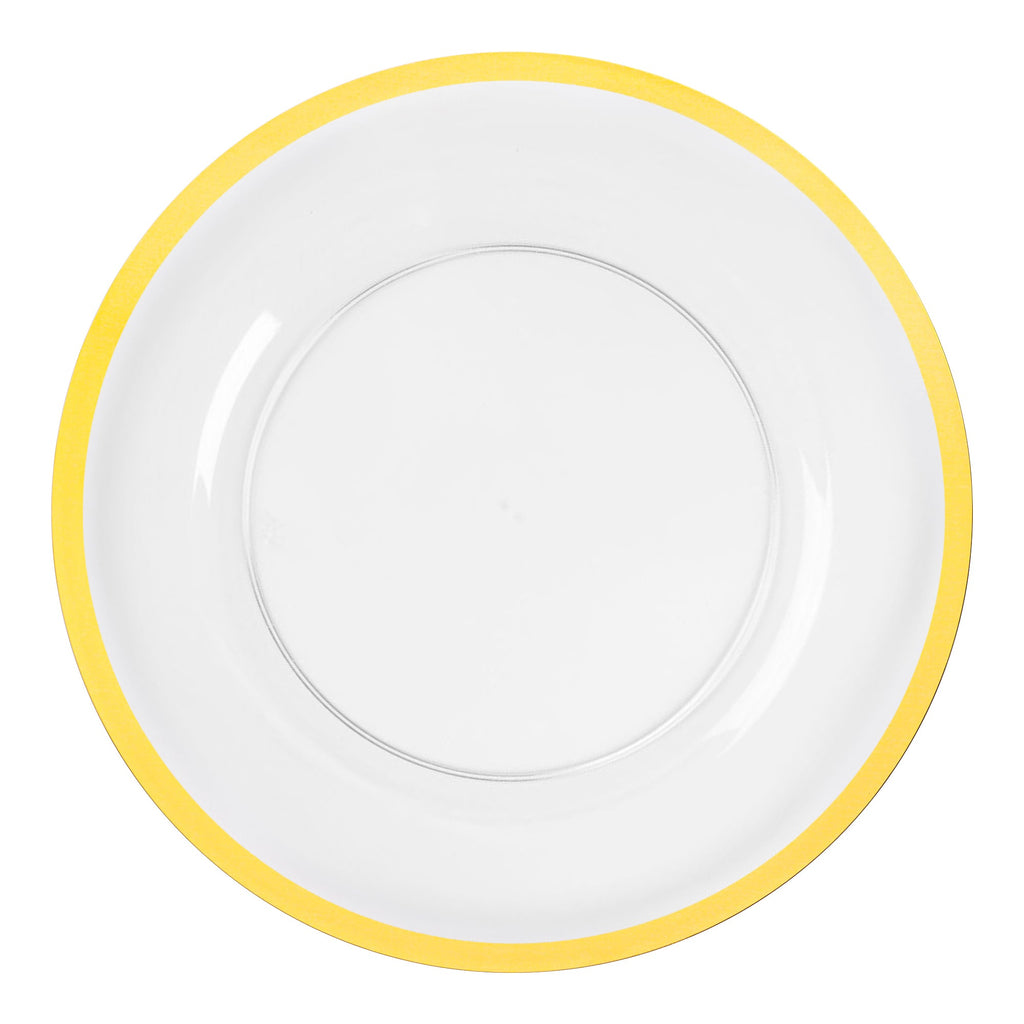 Clear with Gold Rim Round Disposable Plastic Charger Plates (13")
