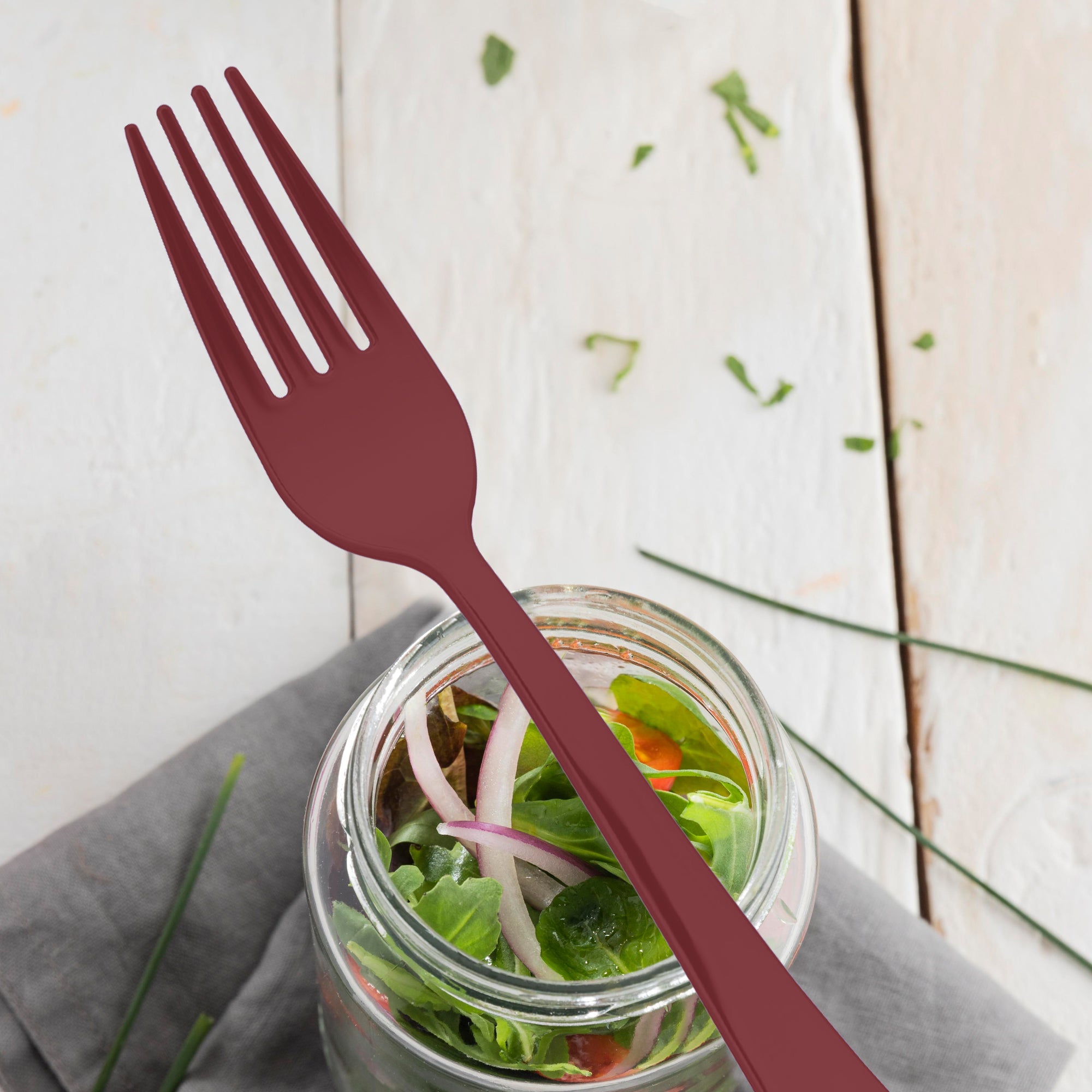 Red Disposable Plastic Party Forks