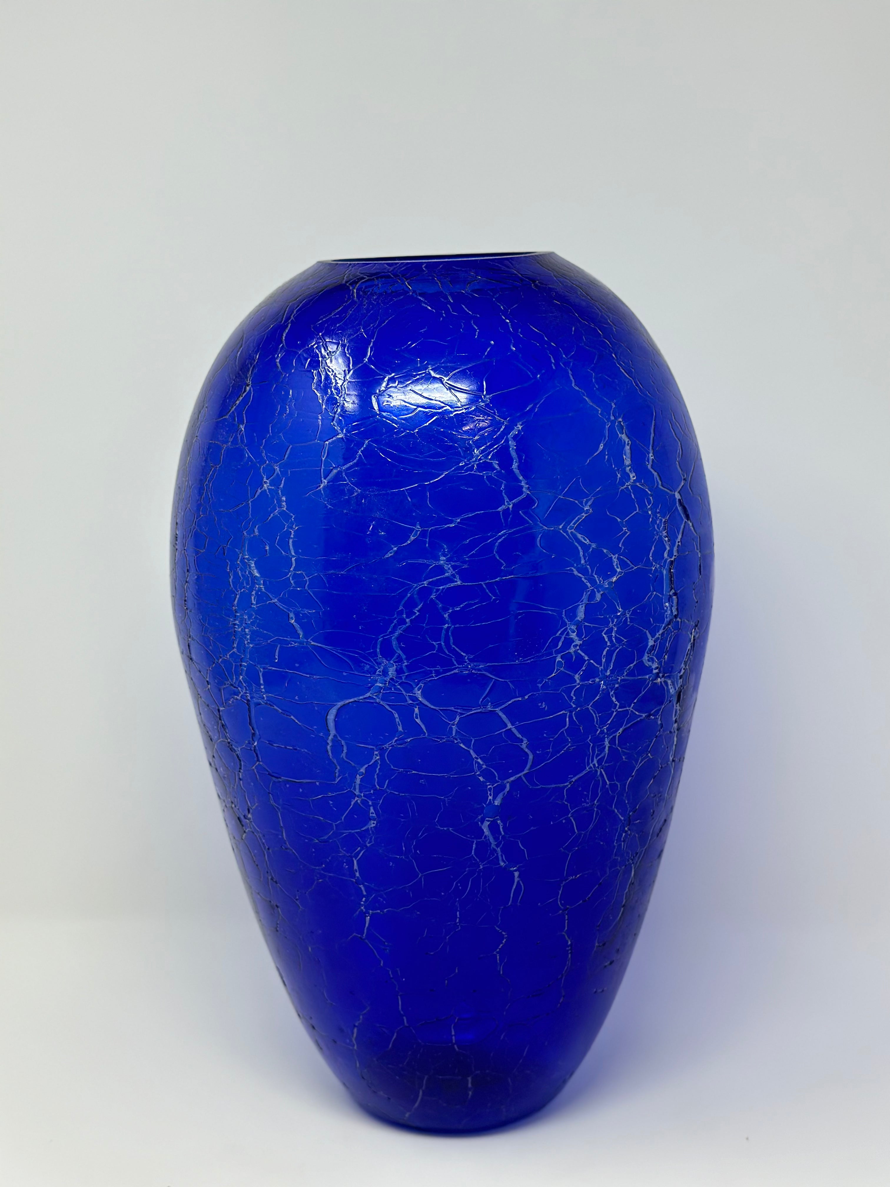 La Mediterannea Vintage Cobalt Blue Crackle Vase