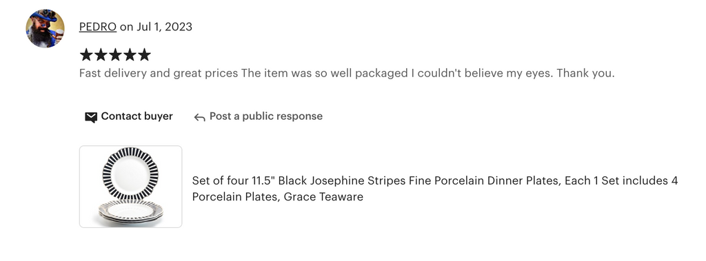 Black Josephine Stripes and Dots Fine Porcelain Dessert/Dinner Plate