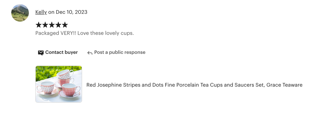 Red Josephine Stripes and Dots Fine Porcelain Cup and Saucer Sets