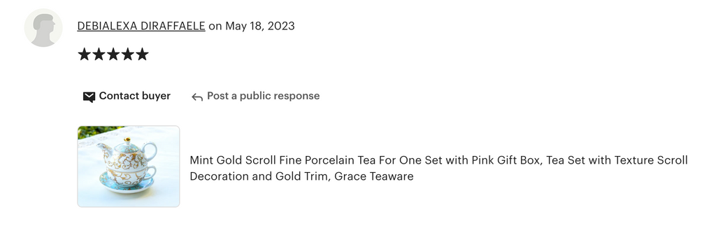 Mint Gold Scroll Fine Porcelain Tea For One Set