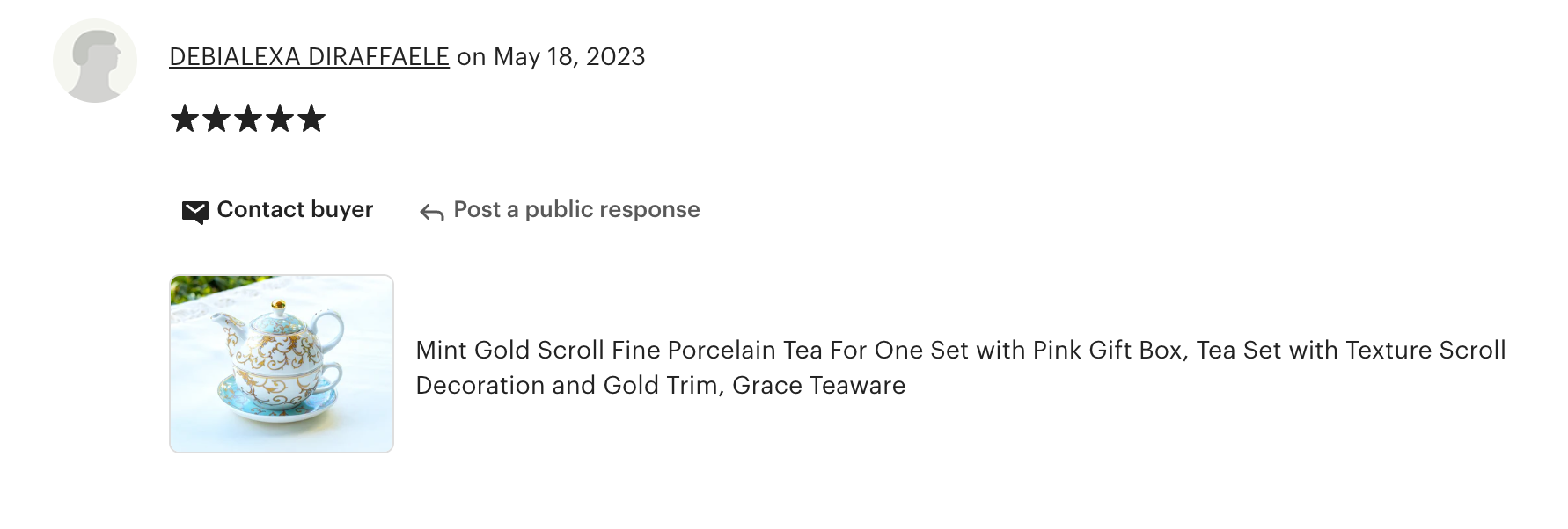 Mint Gold Scroll Fine Porcelain Tea For One Set