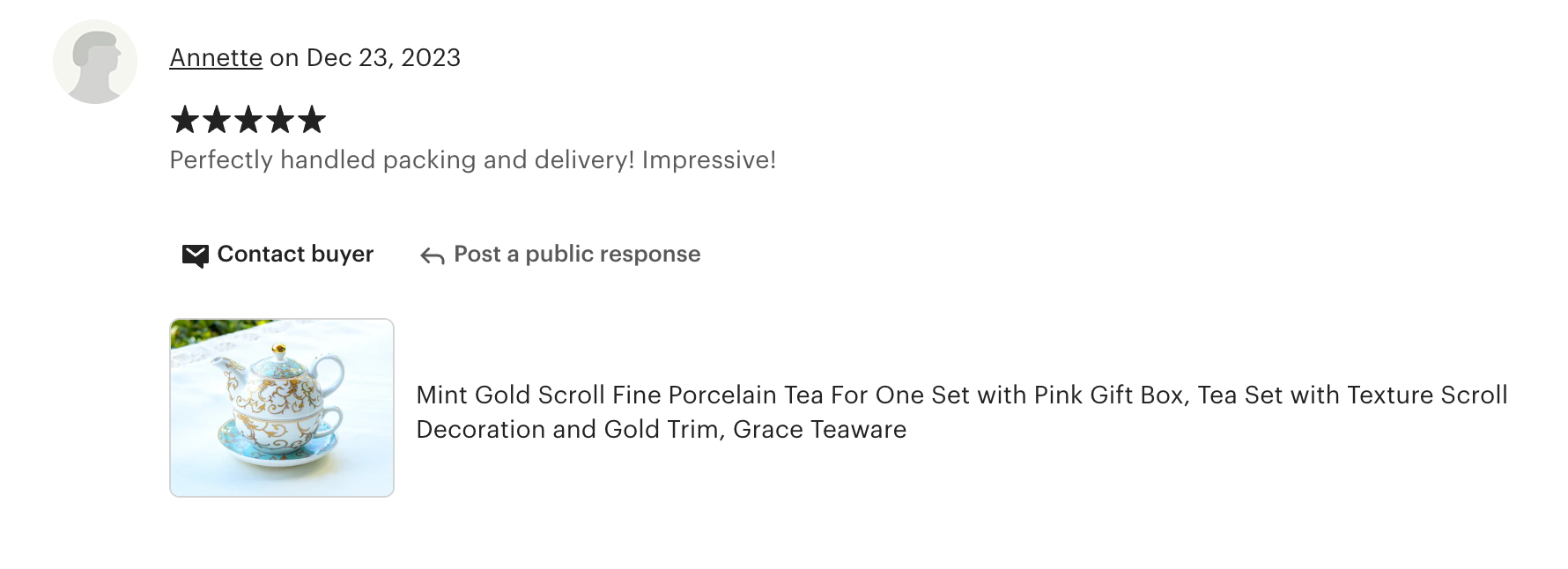 Mint Gold Scroll Fine Porcelain Tea For One Set