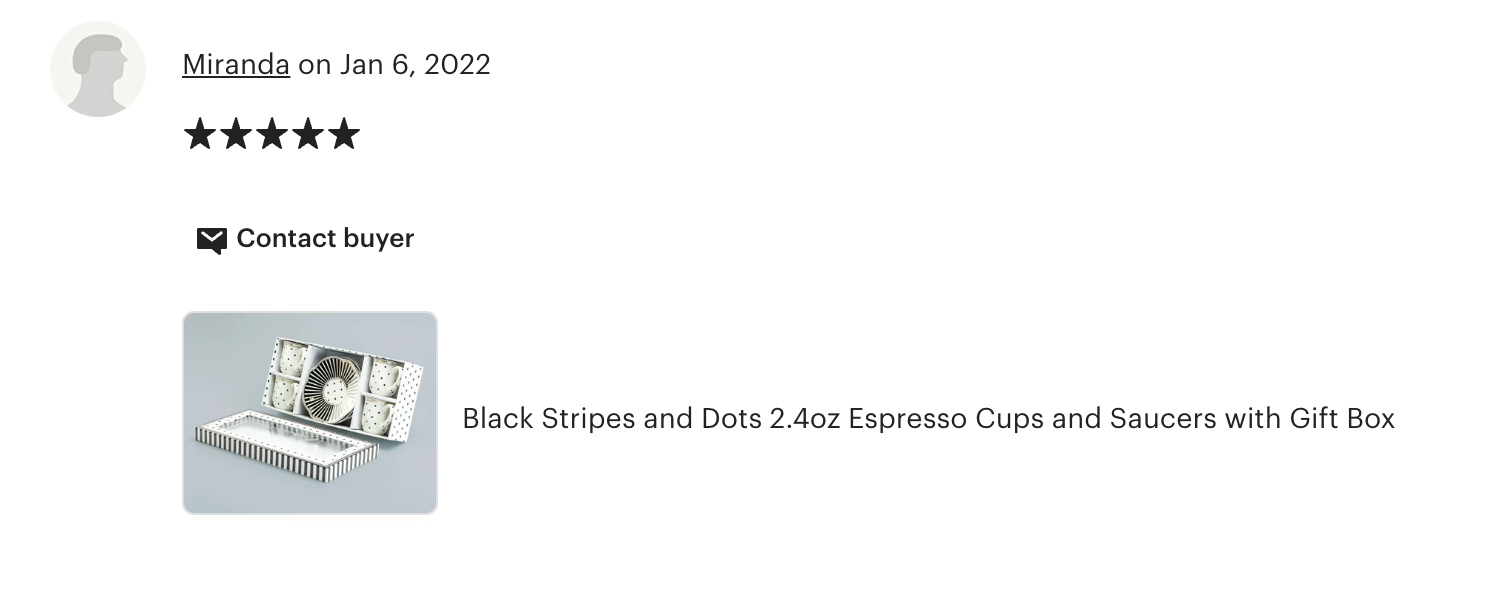Black Josephine Stripes and Dots 2oz Demitasse Cups and Saucers with Gift Box