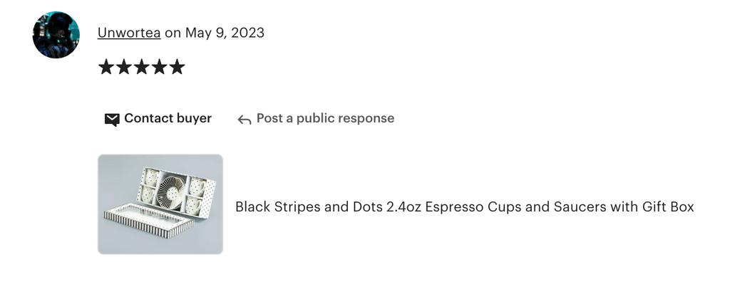 Black Josephine Stripes and Dots 2oz Demitasse Cups and Saucers with Gift Box