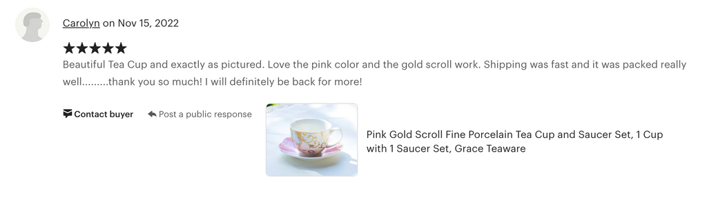 Pink Gold Scroll Fine Porcelain Cup and Saucer