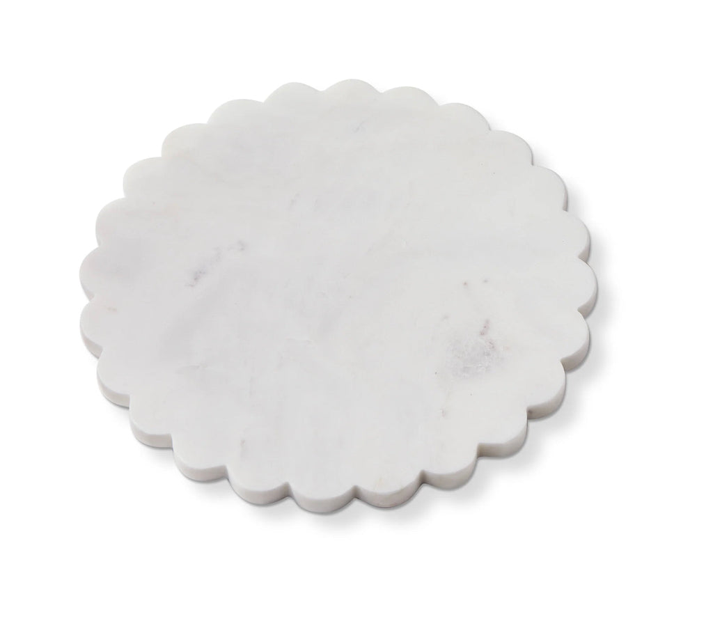 Scalloped Round White Marble Board