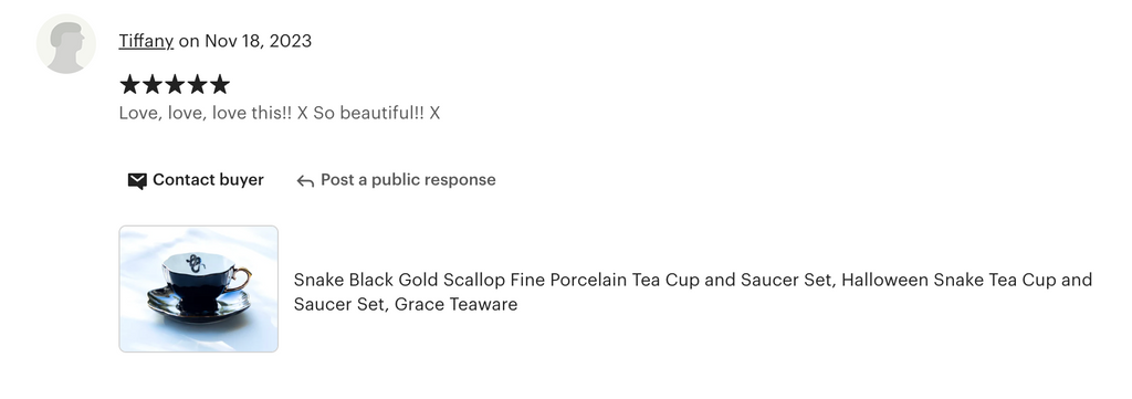 Snake Black Gold Tea Cup and Saucer