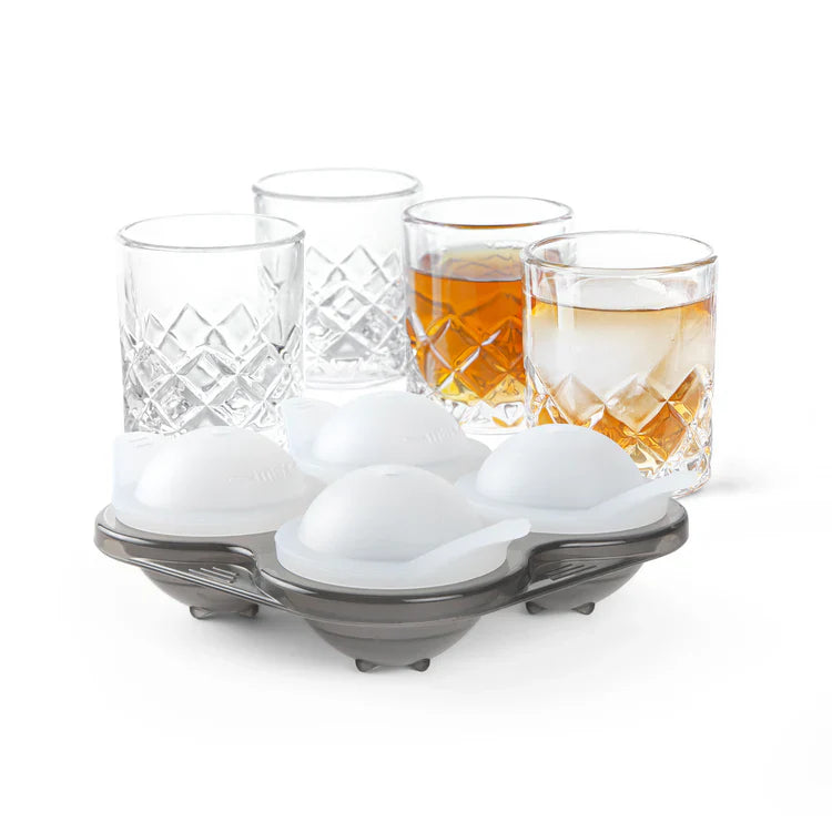 Yarai Shiver Ice Shot Glassware & Ice Ball Molds - Set of 4