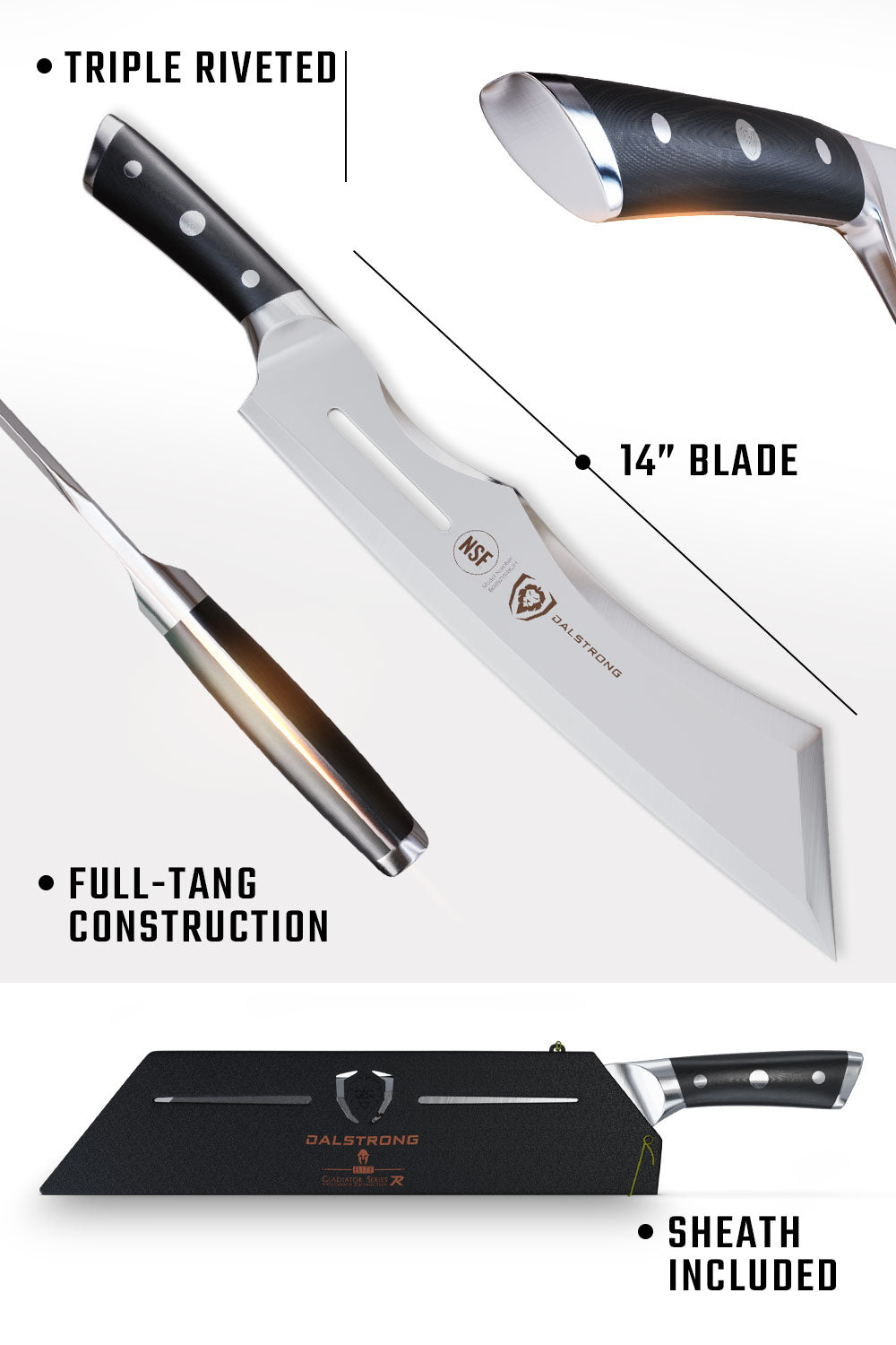 The Gladiator Bundle | 14" Annihilator Meat Cleaver with Stand + 8" Chef's Knife