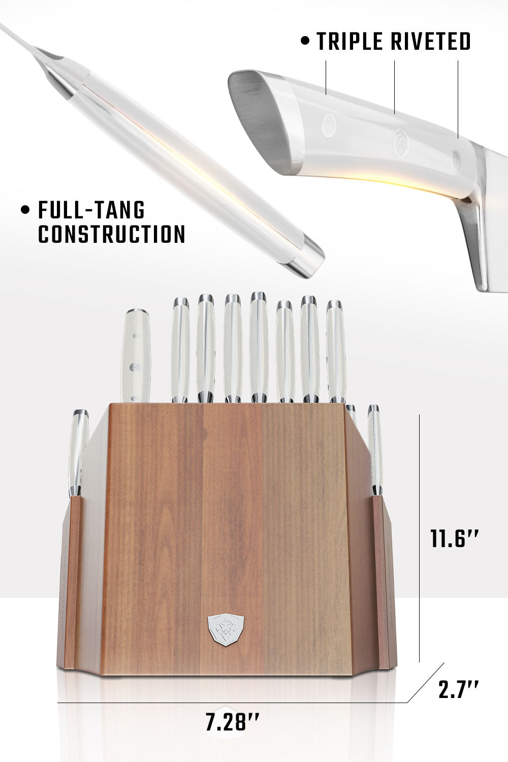 18-piece Colossal Knife Set with Block | White Handles | Gladiator Series | Knives NSF Certified | Dalstrong ©