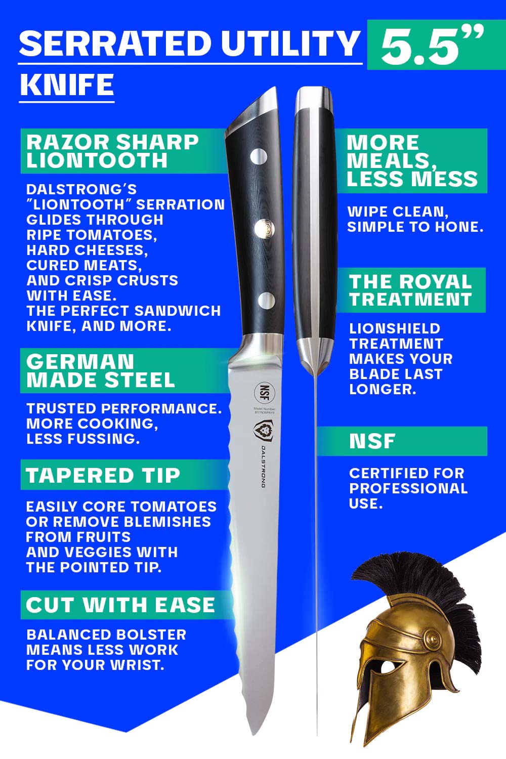 Serrated Utility Knife 5.5" | Gladiator Series | NSF Certified | Dalstrong ©