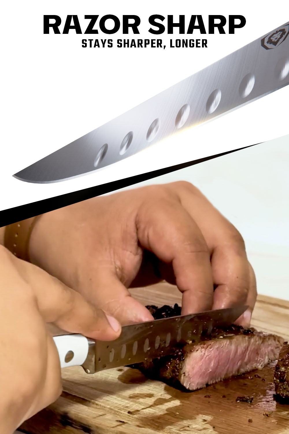 8-Piece Steak Knife Set | White ABS Handles with Storage Block | Gladiator Series | Knives NSF Certified | Dalstrong ©