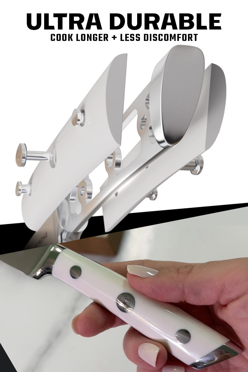 8-Piece Steak Knife Set | White ABS Handles with Storage Block | Gladiator Series | Knives NSF Certified | Dalstrong ©