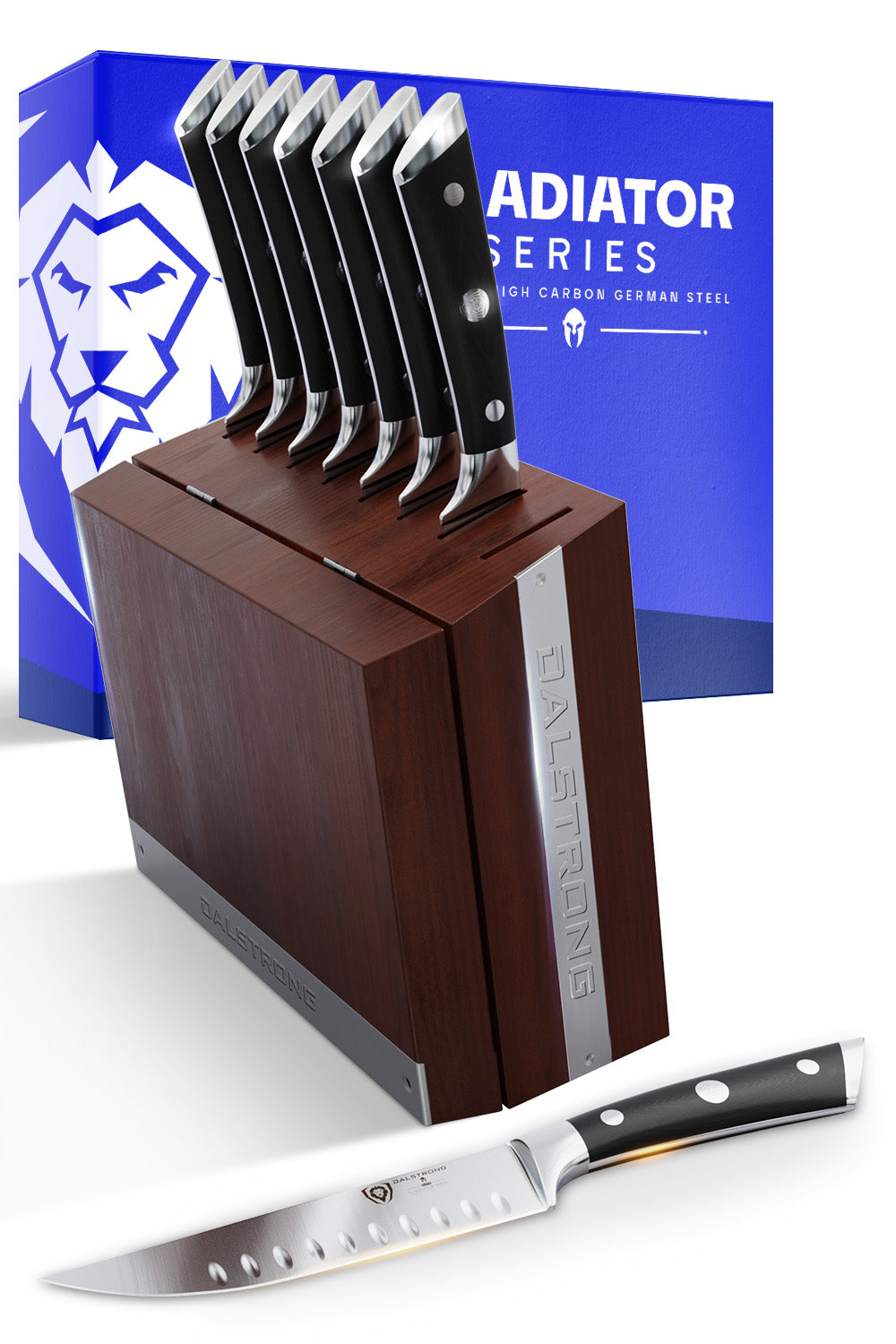 8-Piece Steak Knife Set with Storage Block | Gladiator Series | Knives NSF Certified | Dalstrong ©
