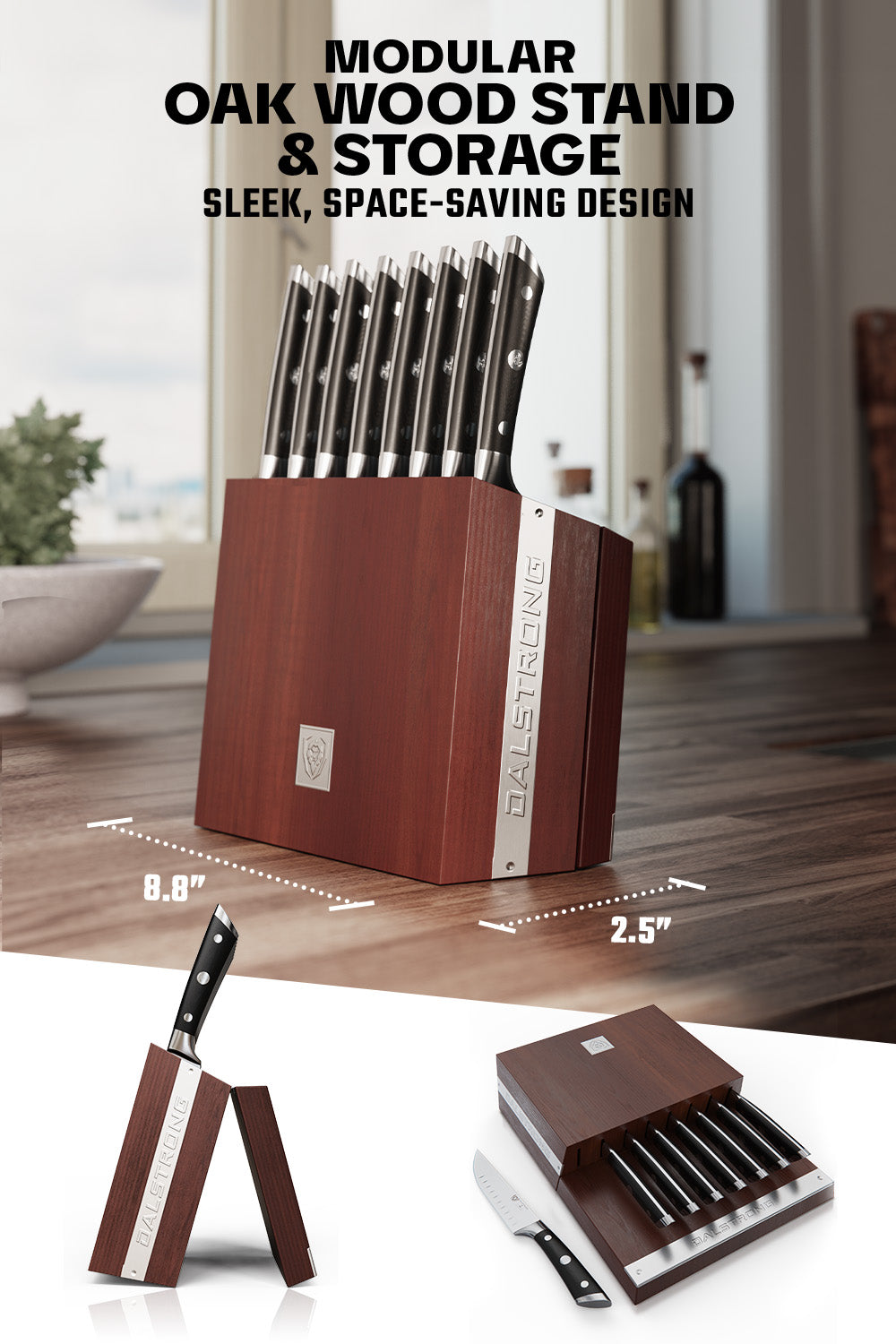8-Piece Steak Knife Set with Storage Block | Gladiator Series | Knives NSF Certified | Dalstrong ©