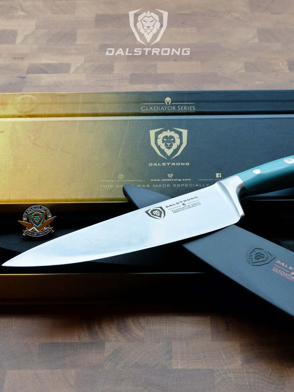 Chef Knife 8" | Aegean Teal Handle | Gladiator Series | NSF Certified | Dalstrong ©