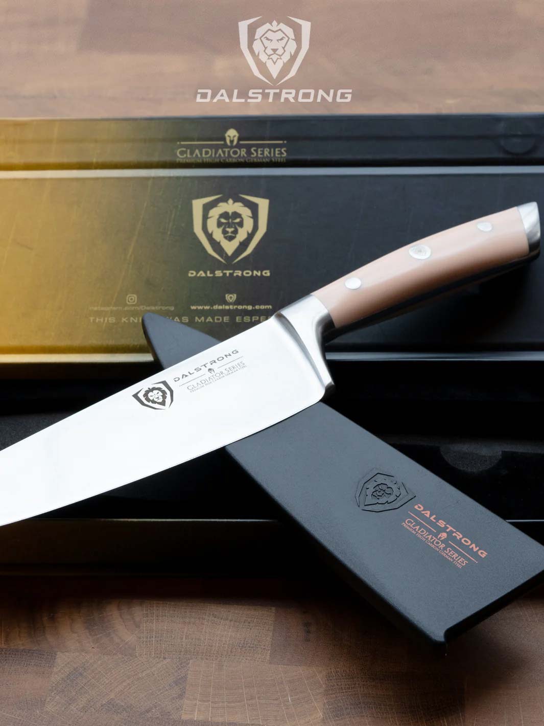 Chef Knife 8" | Peach Handle | Gladiator Series | NSF Certified | Dalstrong ©