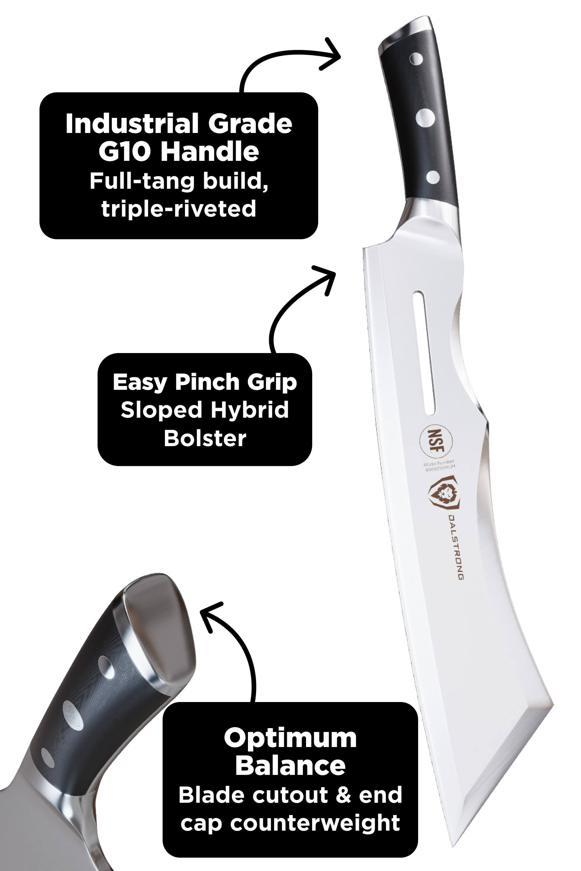Annihilator Meat Cleaver with Stand 14" | Gladiator Series | Cleaver NSF Certified | Dalstrong ©