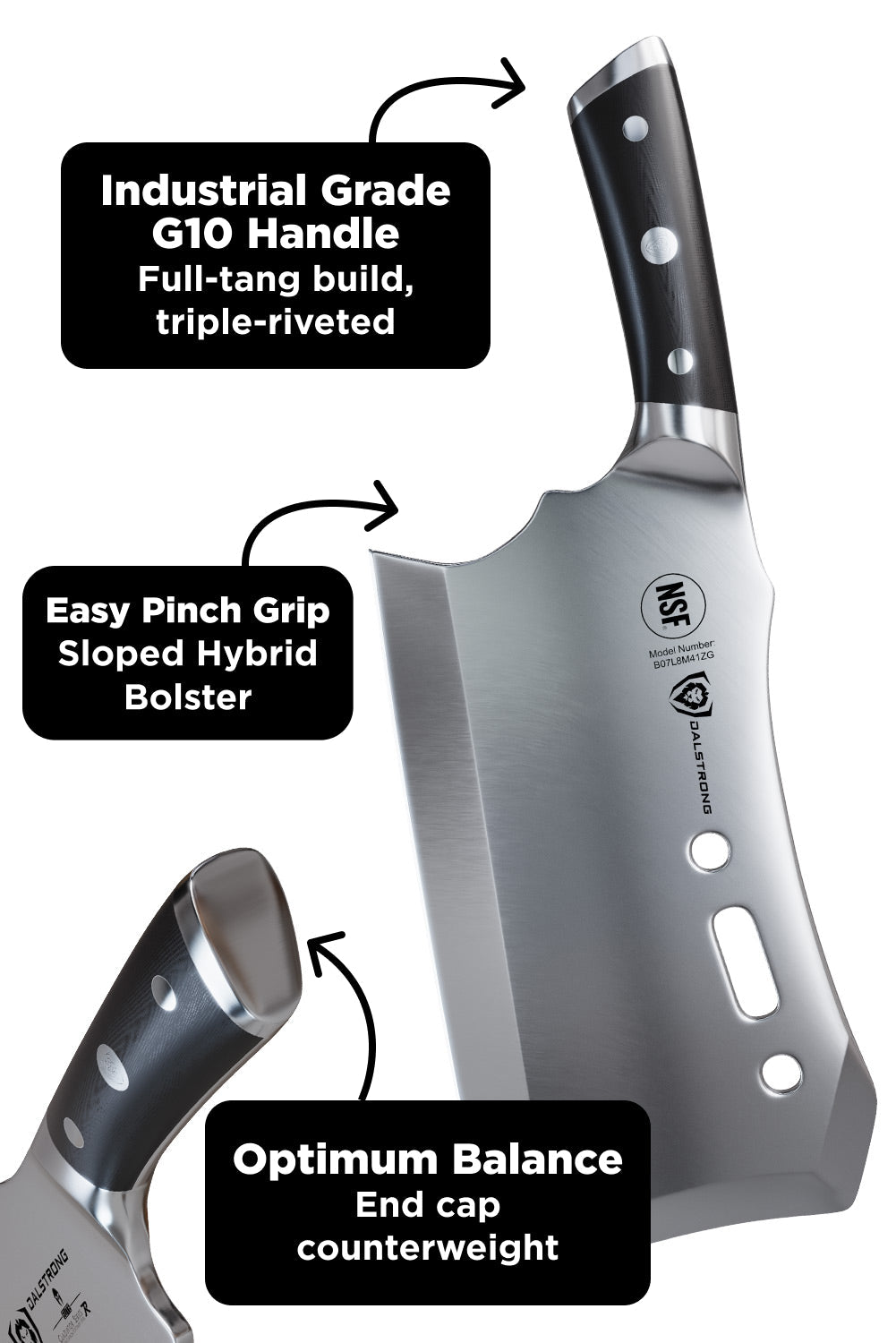 Meat Prep Bundle | 9" Obliterator Meat Cleaver with Stand + 8" Chef & Cleaver Hybrid Crixus Knife