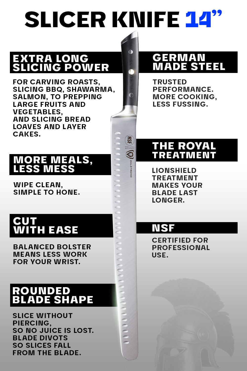 Slicing & Carving Knife 14" Extra-Long | Gladiator Series | NSF Certified | Dalstrong ©