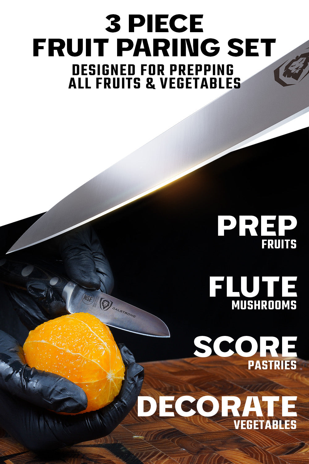 Fruit & Vegetable Paring Knife Set - 3 Piece | Gladiator Series ELITE | NSF Certified | Dalstrong ©