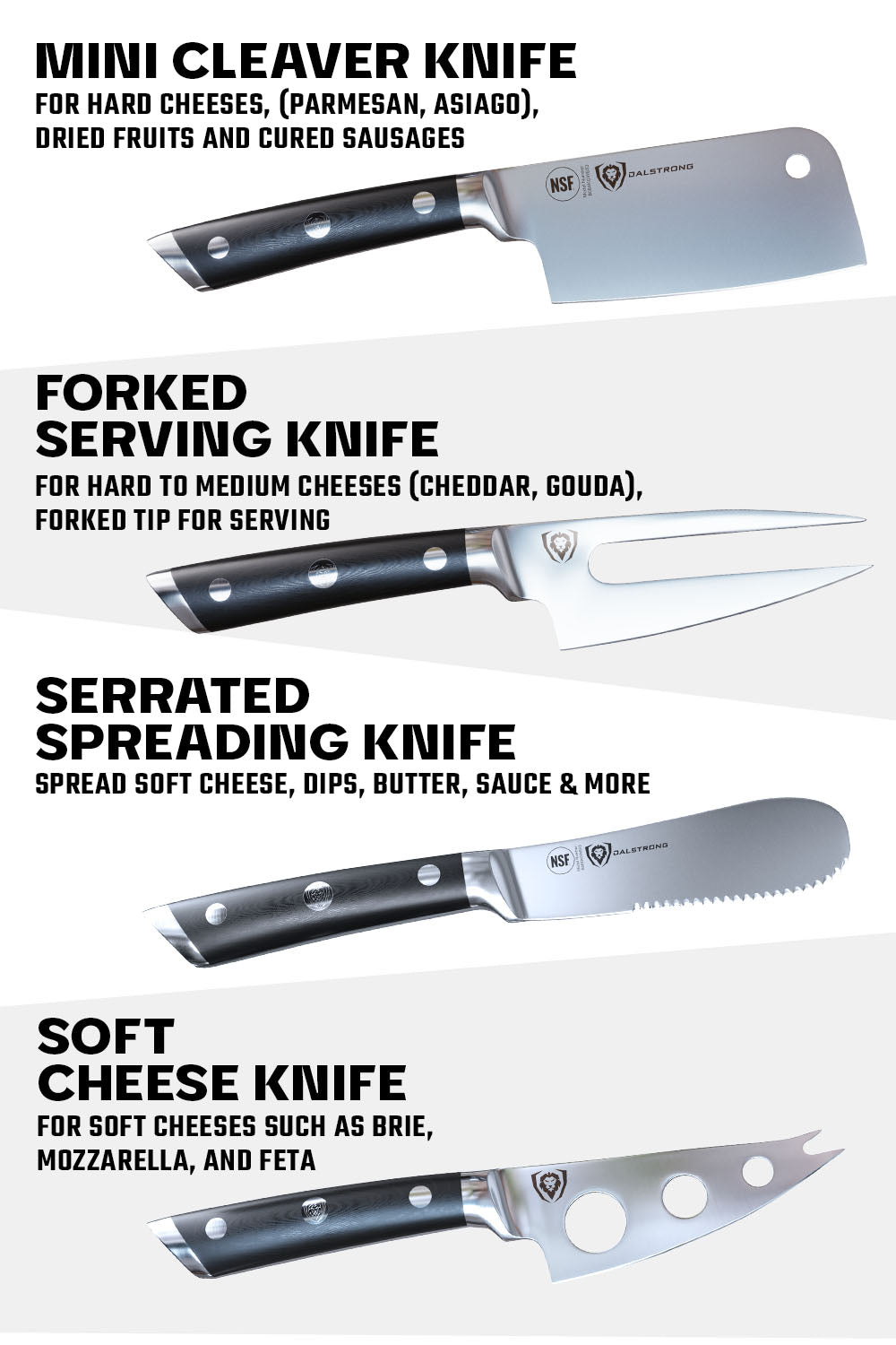 4-Piece Charcuterie & Cheese Knife Set | Gladiator Series | NSF Certified | Dalstrong ©