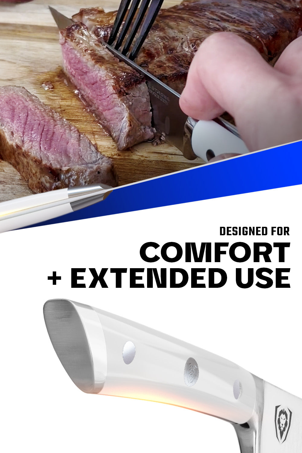 4-Piece Straight-Edge Steak Knife Set | Glacial White ABS Handles | Gladiator Series | NSF Certified | Dalstrong ©