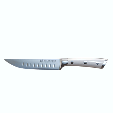 4-Piece Straight-Edge Steak Knife Set | Glacial White ABS Handles | Gladiator Series | NSF Certified | Dalstrong ©