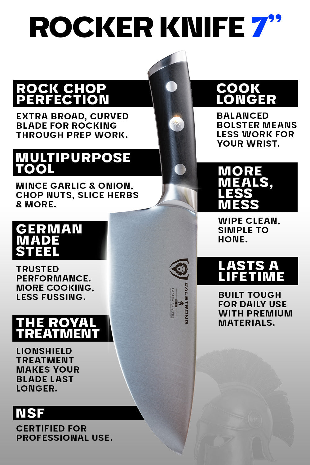 Rocking Herb Knife 7" | Gladiator Series | NSF Certified | Dalstrong ©