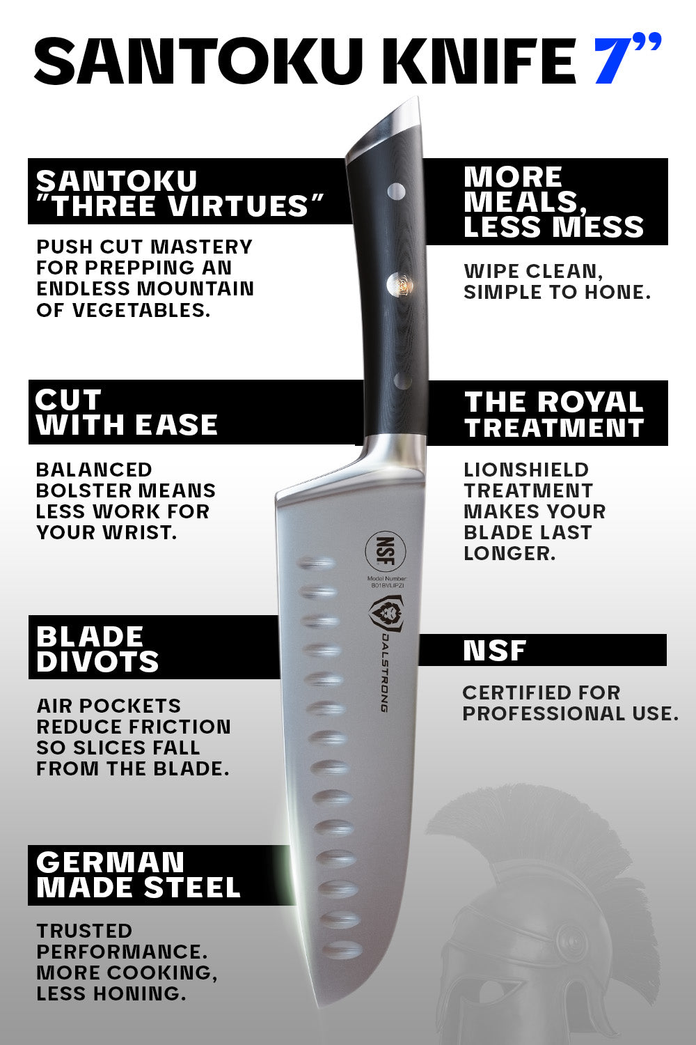 Santoku Knife 7" | Gladiator Series Elite | NSF Certified | Dalstrong ©