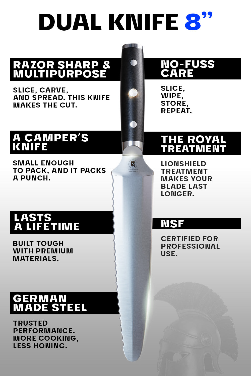 Dual-Sided Chef's Knife 8" | Gemini Twin Blade | Gladiator Series | NSF Certified | Dalstrong ©