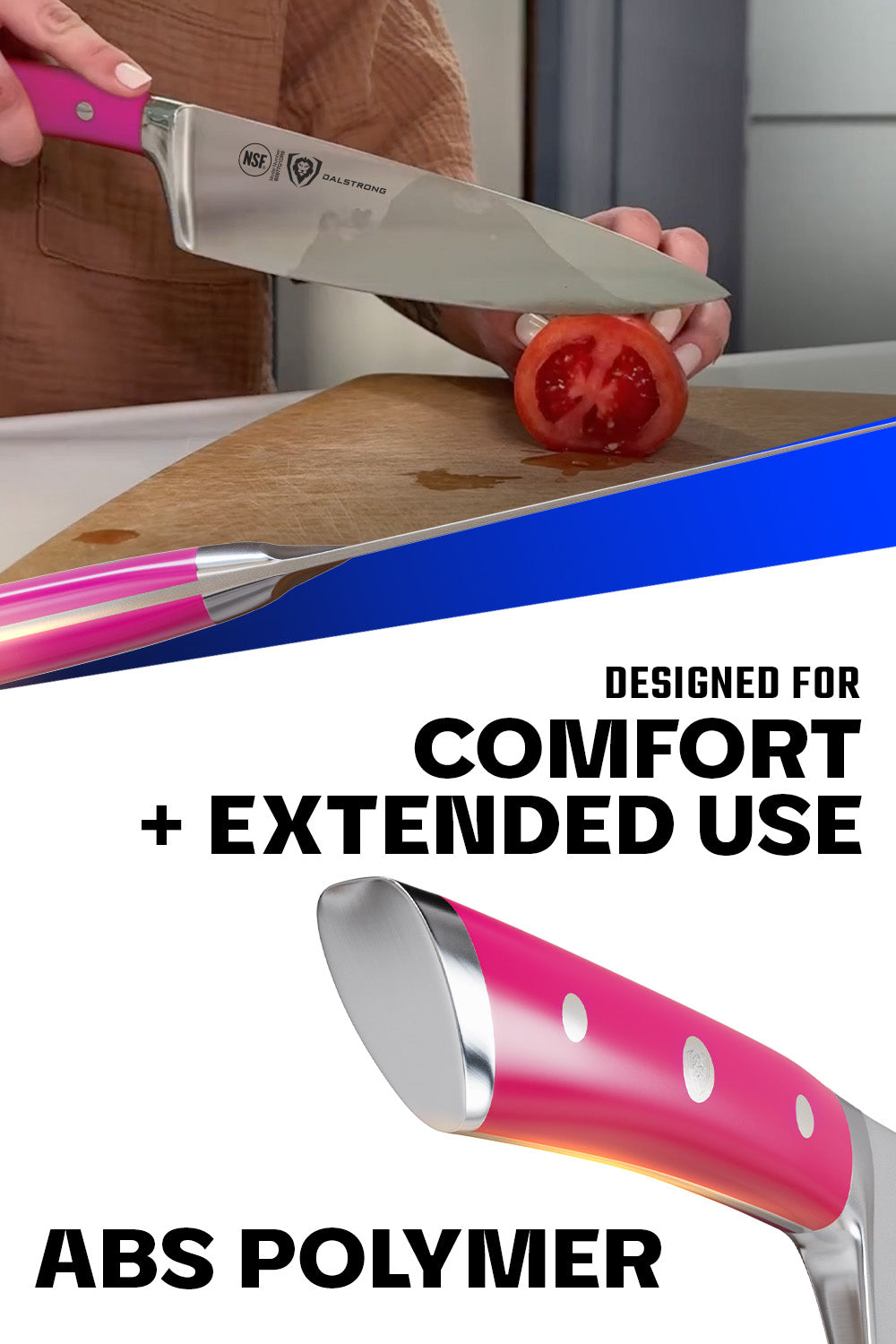 Chef Knife 8" | Fuchsia ABS Handle | Gladiator Series | NSF Certified | Dalstrong ©