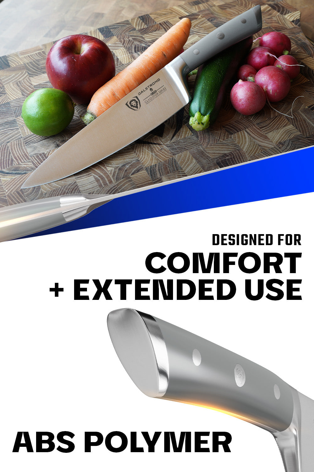 Chef Knife 8" | Grey ABS Handle | Gladiator Series | NSF Certified | Dalstrong ©