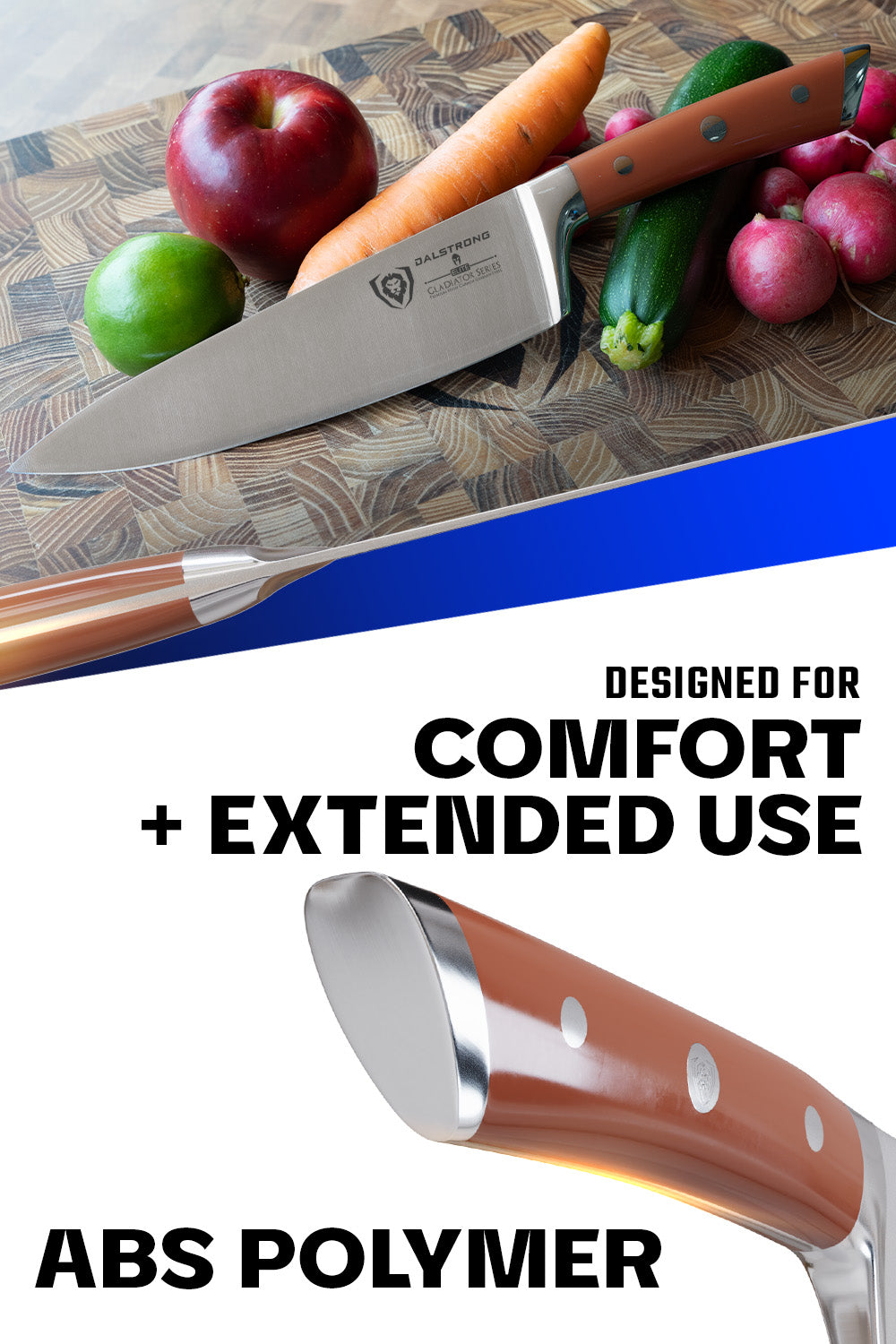 Chef Knife 8" | Orange ABS Handle | Gladiator Series | NSF Certified | Dalstrong ©