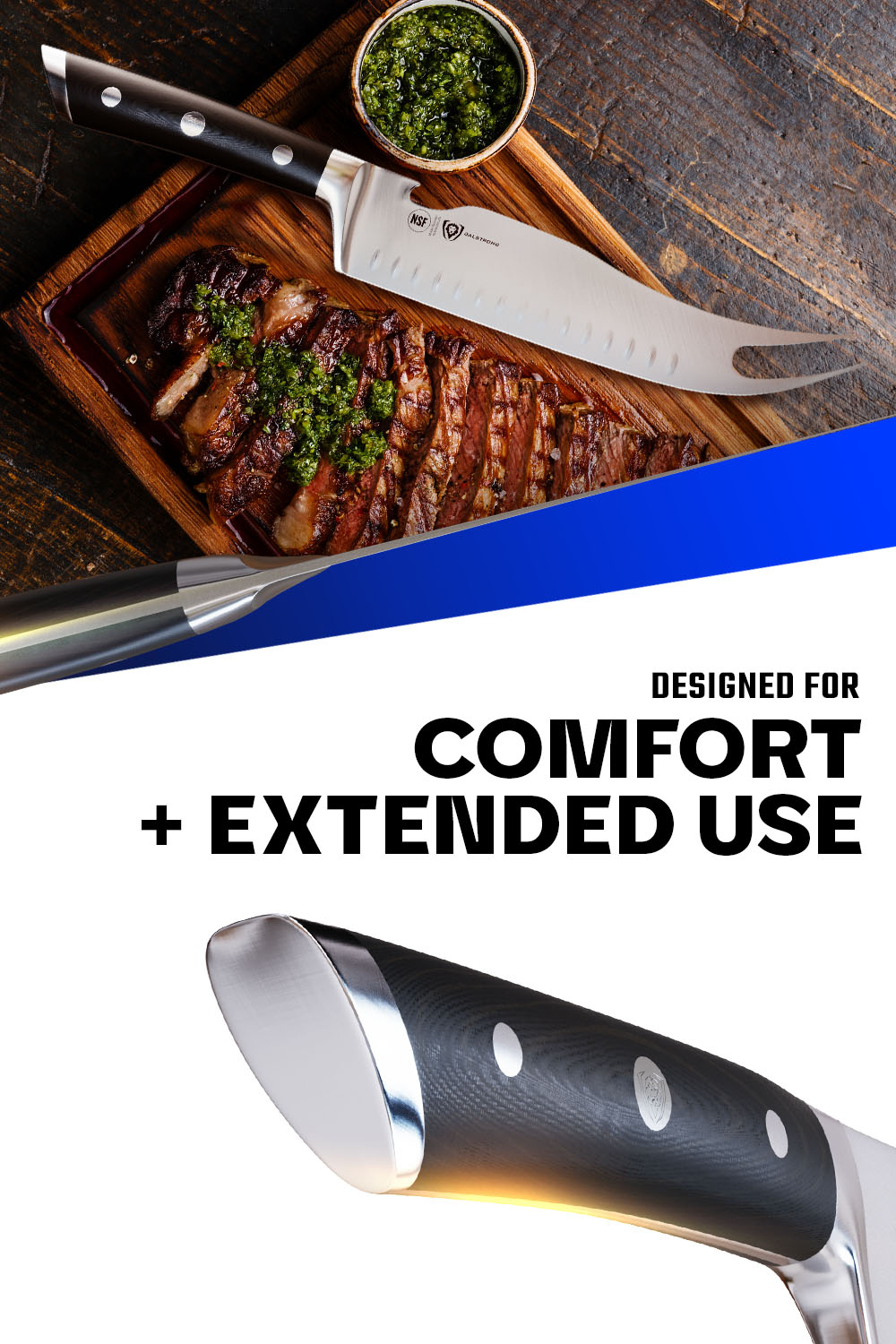 BBQ & Pitmaster Meat Knife 8" with Forked Tip & Bottle Opener | Gladiator Series | NSF Certified | Dalstrong ©